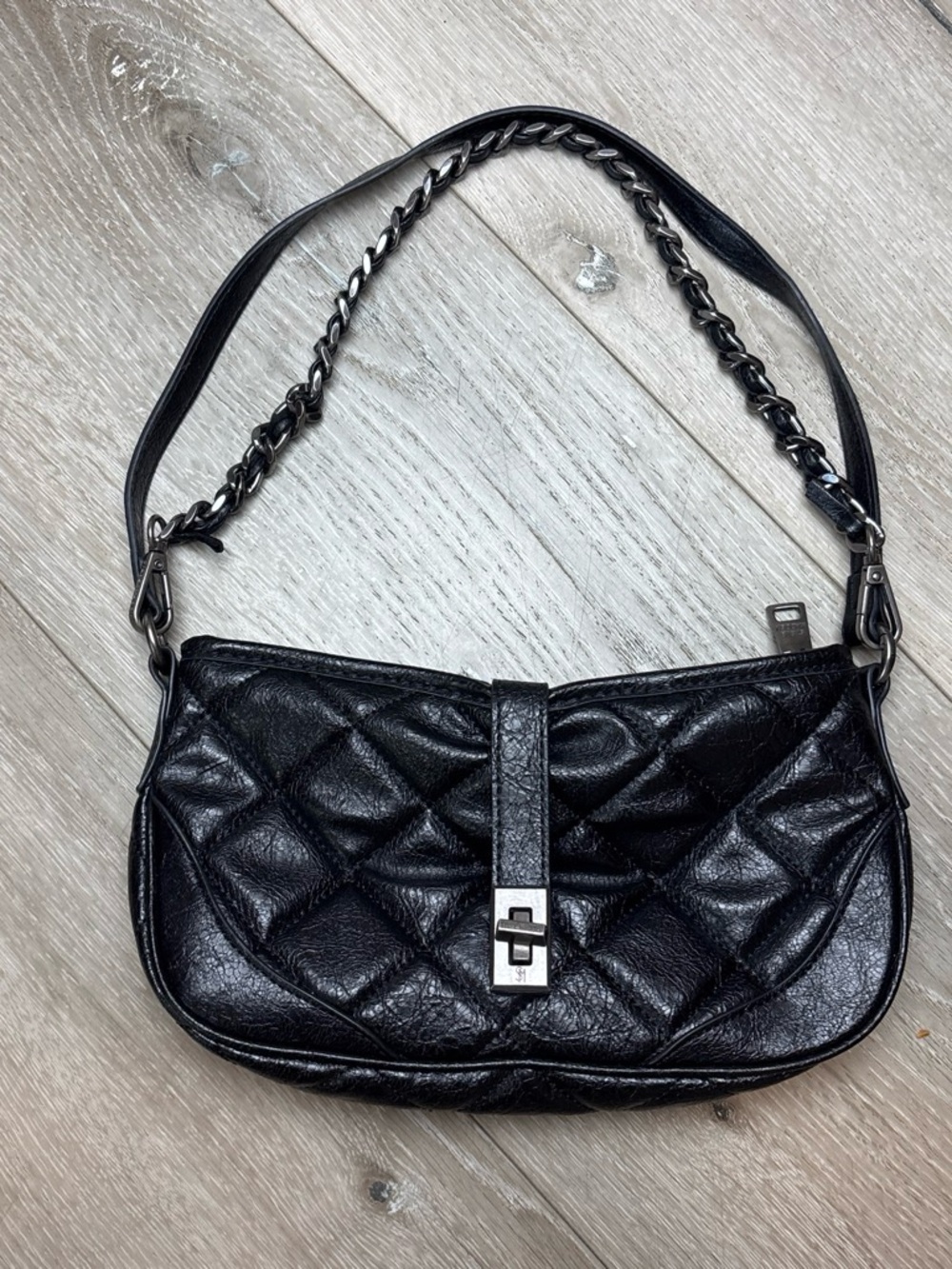 Steve Madden Black Quilted Chain Shoulder Bag - Grunge Y2K Micro Bag Like New